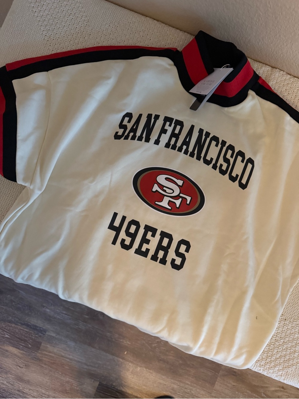 NFL Team Apparel White Pullover with Red and Black Accent